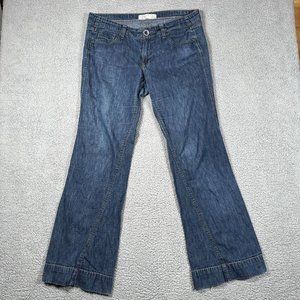 Old Navy Jeans Womens 10 Mid Rise Wide Leg Flare Embroidered Distressed Denim